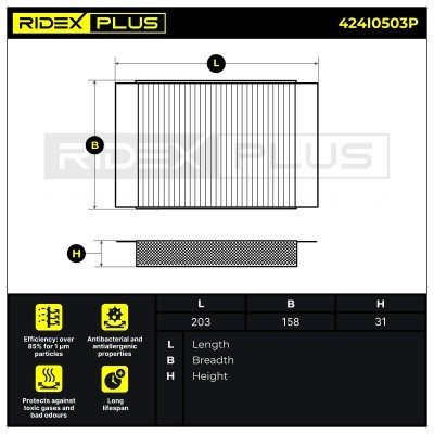 Cabin Air Filter RIDEX 424I0503P 424I0503P - photo 7