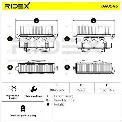 Air Filter RIDEX 8A0543 8A0543 - photo 5