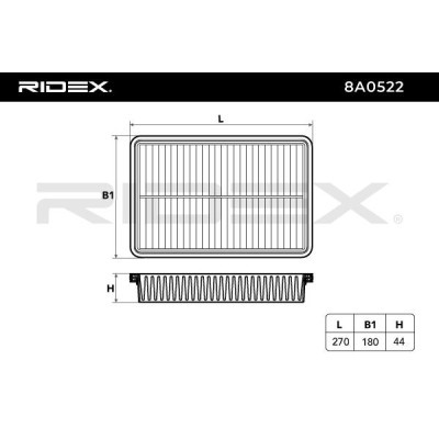 Air Filter RIDEX 8A0522 8A0522 - photo 6