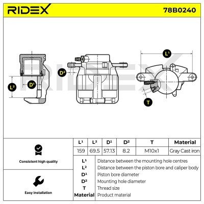 Brake Caliper RIDEX 78B0240 78B0240 - photo 2