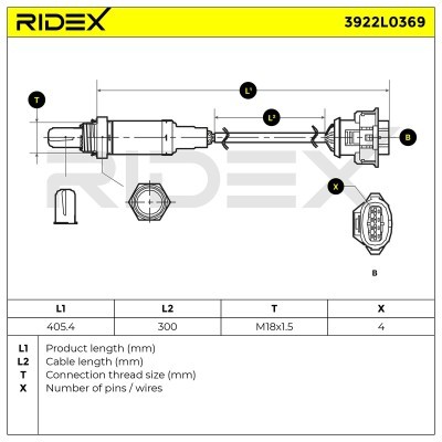 Lambda (Oxygen) Sensor RIDEX 3922L0369 3922L0369 - photo 5