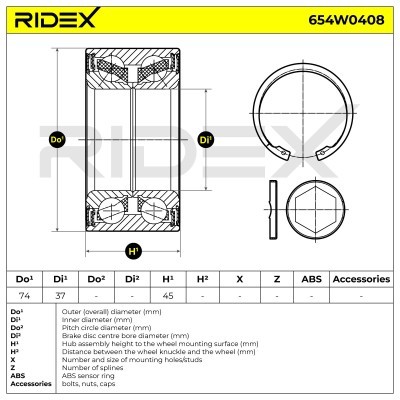 Wheel Bearing RIDEX 654W0408 654W0408 - photo 2