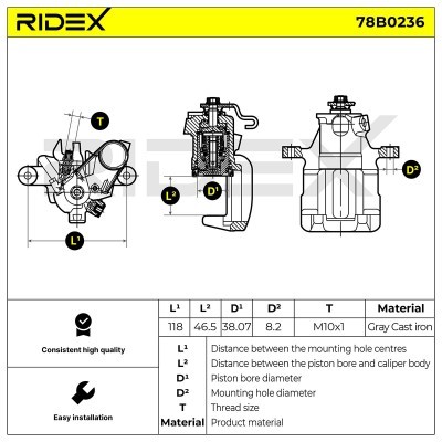 Brake Caliper RIDEX 78B0236 78B0236 - photo 5