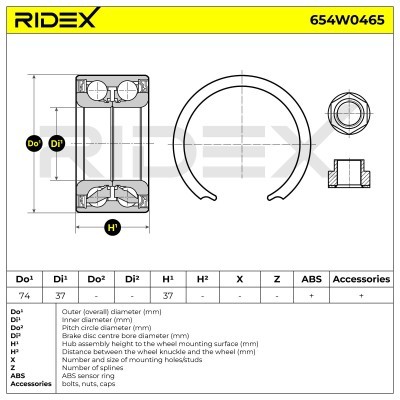 Wheel Bearing RIDEX 654W0465 654W0465 - photo 2