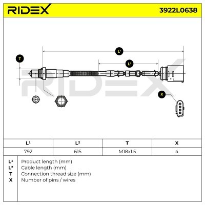 Lambda (Oxygen) Sensor RIDEX 3922L0638 3922L0638 - photo 6