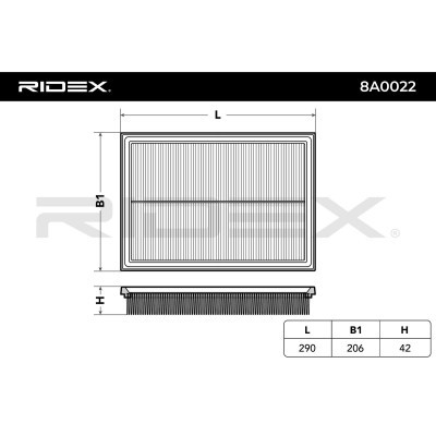 Air Filter RIDEX 8A0022 8A0022 - photo 3