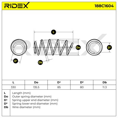 Suspension Spring RIDEX 188C1604 188C1604 - photo 4