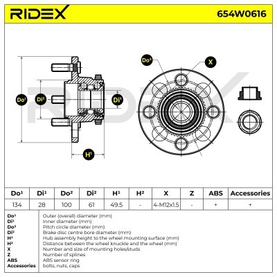 Wheel Bearing RIDEX 654W0616 654W0616 - photo 2