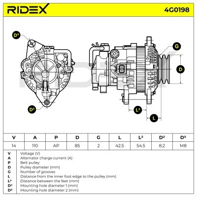 Alternator RIDEX 4G0198 4G0198 - photo 7