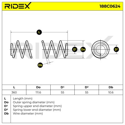 Suspension Spring RIDEX 188C0624 188C0624 - photo 5