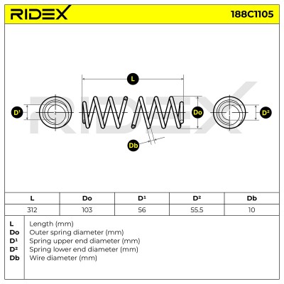 Suspension Spring RIDEX 188C1105 188C1105 - photo 6