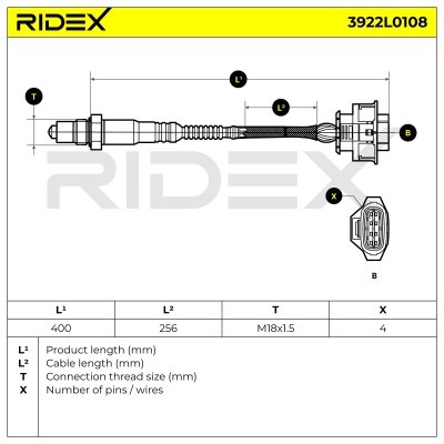 Lambda (Oxygen) Sensor RIDEX 3922L0108 3922L0108 - photo 6