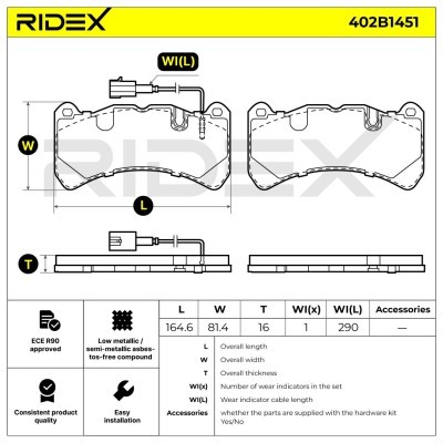 Brake Pads Set RIDEX 402B1451 402B1451 - photo 8