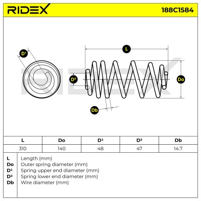 Suspension Spring RIDEX 188C1584 188C1584 - photo 5