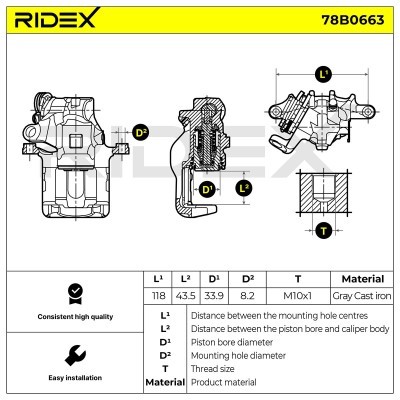 Brake Caliper RIDEX 78B0663 78B0663 - photo 5