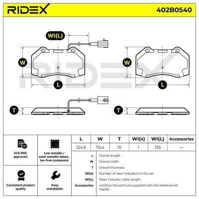 Brake Pads Set RIDEX 402B0540 402B0540 - photo 7
