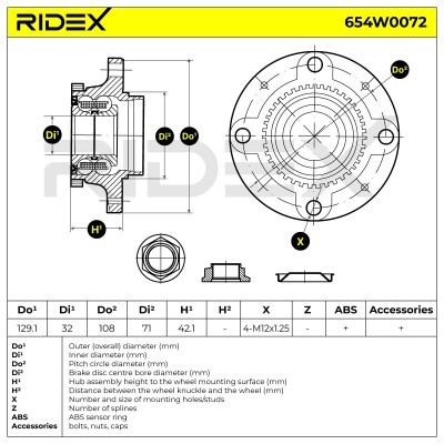 Wheel Bearing RIDEX 654W0072 654W0072 - photo 2