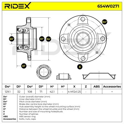 Wheel Bearing RIDEX 654W0271 654W0271 - photo 1