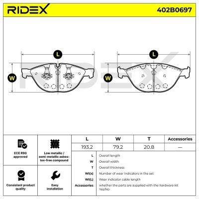 Brake Pads Set RIDEX 402B0697 402B0697 - photo 7