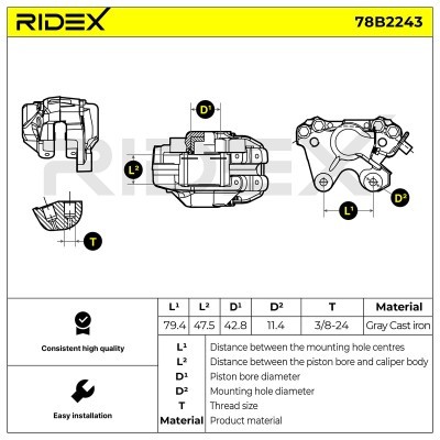 Brake Caliper RIDEX 78B2243 78B2243 - photo 2