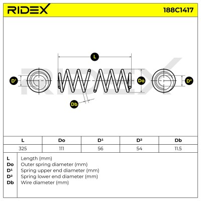 Suspension Spring RIDEX 188C1417 188C1417 - photo 6