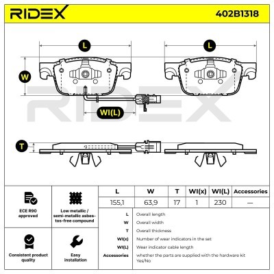 Brake Pads Set RIDEX 402B1318 402B1318 - photo 6