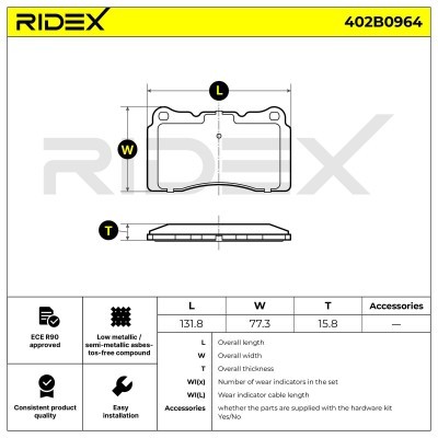Brake Pads Set RIDEX 402B0964 402B0964 - photo 4