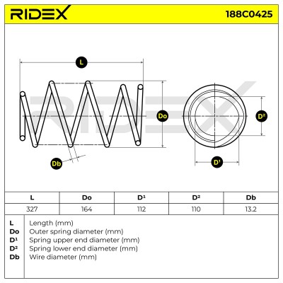 Suspension Spring RIDEX 188C0425 188C0425 - photo 3