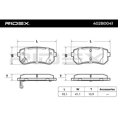Brake Pads Set RIDEX 402B0041 402B0041 - photo 3