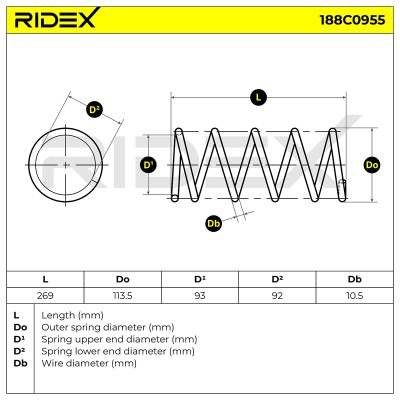 Suspension Spring RIDEX 188C0955 188C0955 - photo 4