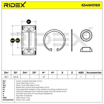Wheel Bearing RIDEX 654W0169 654W0169 - photo 2