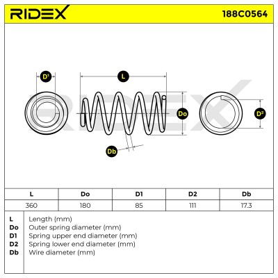 Suspension Spring RIDEX 188C0564 188C0564 - photo 5