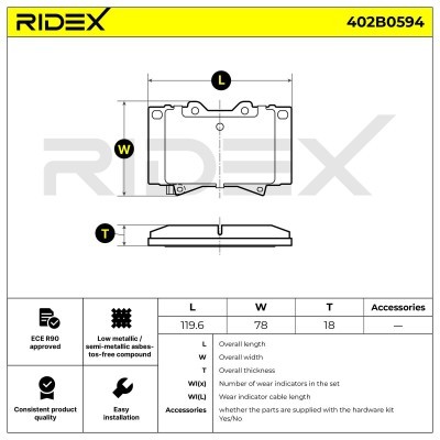 Brake Pads Set RIDEX 402B0594 402B0594 - photo 4