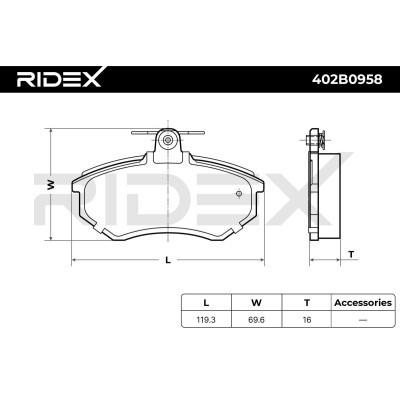 Brake Pads Set RIDEX 402B0958 402B0958 - photo 6