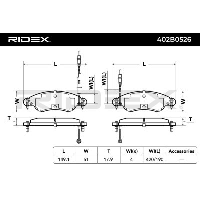 Brake Pads Set RIDEX 402B0526 402B0526 - photo 3