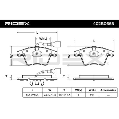 Brake Pads Set RIDEX 402B0668 402B0668 - photo 3