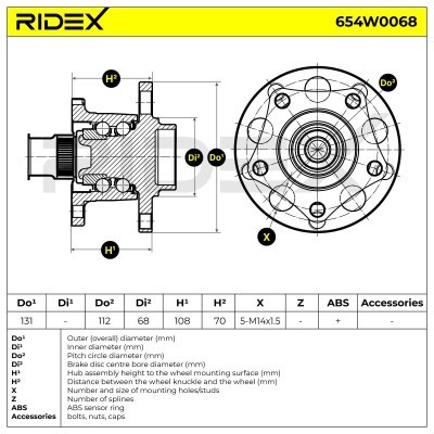 Wheel Bearing RIDEX 654W0068 654W0068 - photo 1