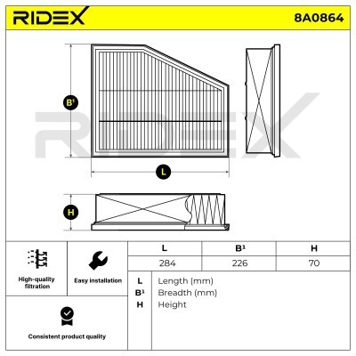 Air Filter RIDEX 8A0864 8A0864 - photo 3