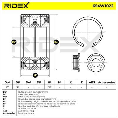 Wheel Bearing RIDEX 654W1022 654W1022 - photo 6