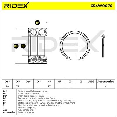 Wheel Bearing RIDEX 654W0070 654W0070 - photo 2