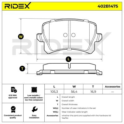 Brake Pads Set RIDEX 402B1475 402B1475 - photo 6