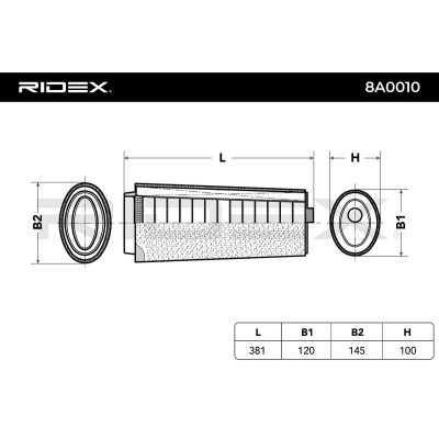Air Filter RIDEX 8A0010 8A0010 - photo 6