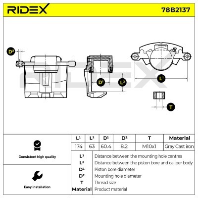 Brake Caliper RIDEX 78B2137 78B2137 - photo 6