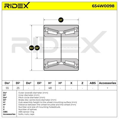 Wheel Bearing RIDEX 654W0098 654W0098 - photo 2