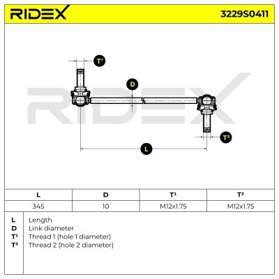 Stabilizer Link RIDEX 3229S0411 3229S0411 - photo 5
