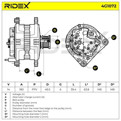 Alternator RIDEX 4G1072 4G1072 - photo 7