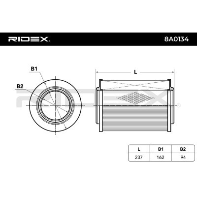 Air Filter RIDEX 8A0134 8A0134 - photo 3