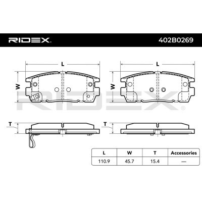 Brake Pads Set RIDEX 402B0269 402B0269 - photo 5
