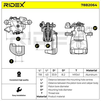 Brake Caliper RIDEX 78B2064 78B2064 - photo 3