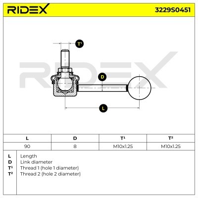 Stabilizer Link RIDEX 3229S0451 3229S0451 - photo 5